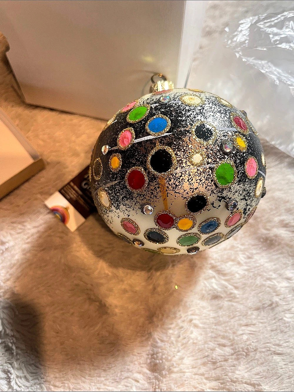 Thomas Glenn Beaded Ornament in silver & Black NWT